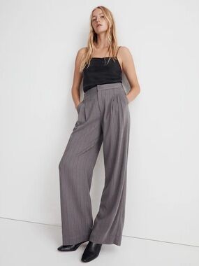 Madewell The Harlow Low-Slung Wide-Leg Pant in Pinstripe
